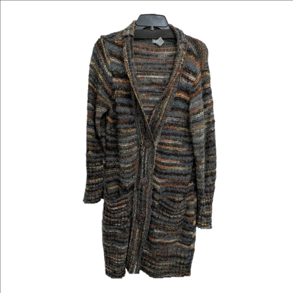Chico’s Open Front Multicolor Chunky Knit Duster Cardigan